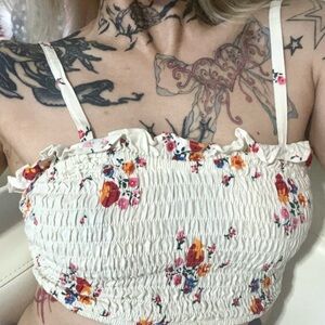 Motel white floral print crop top